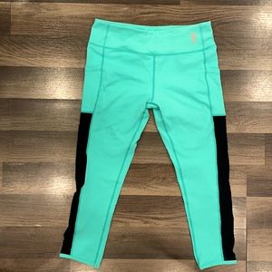 Mint and black capri workout pants